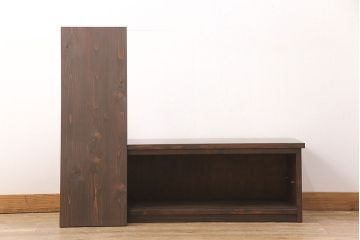 ラフジュ工房オリジナル　古建具リメイク　格子の彫刻が可愛らしい、上品な雰囲気を醸しだすテレビ台(テレビボード、ローボード、リビングボード、収納棚、戸棚)(R-051890)