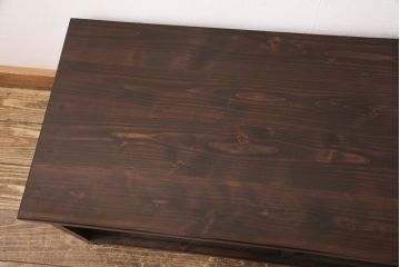ラフジュ工房オリジナル　古建具リメイク　格子の彫刻が可愛らしい、上品な雰囲気を醸しだすテレビ台(テレビボード、ローボード、リビングボード、収納棚、戸棚)(R-051890)