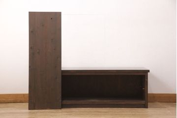ラフジュ工房オリジナル　古建具リメイク　格子の彫刻が可愛らしい、上品な雰囲気を醸しだすテレビ台(テレビボード、ローボード、リビングボード、収納棚、戸棚)(R-051891)