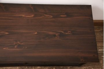 ラフジュ工房オリジナル　古建具リメイク　格子の彫刻が可愛らしい、上品な雰囲気を醸しだすテレビ台(テレビボード、ローボード、リビングボード、収納棚、戸棚)(R-051891)