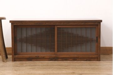ラフジュ工房オリジナル　古建具リメイク　風情漂う組子のデザインが魅力のテレビ台(テレビボード、ローボード、リビングボード、収納棚、戸棚)(R-051892)