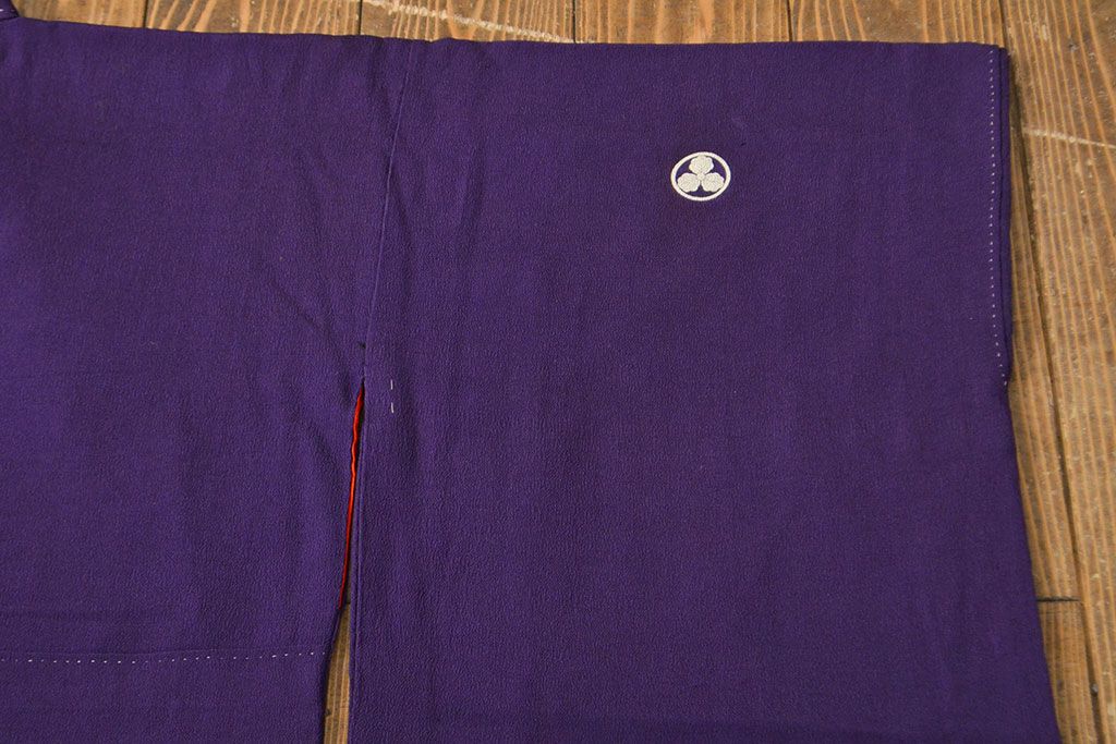 アンティーク　大正〜昭和初期　孔雀に花模様刺繍　着物(正絹、古布)(R-051895)