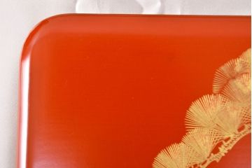 大正〜昭和初期　松沈金朱塗木製五段重箱(漆器)(R-051900)