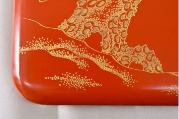 大正〜昭和初期　松沈金朱塗木製五段重箱(漆器)(R-051900)