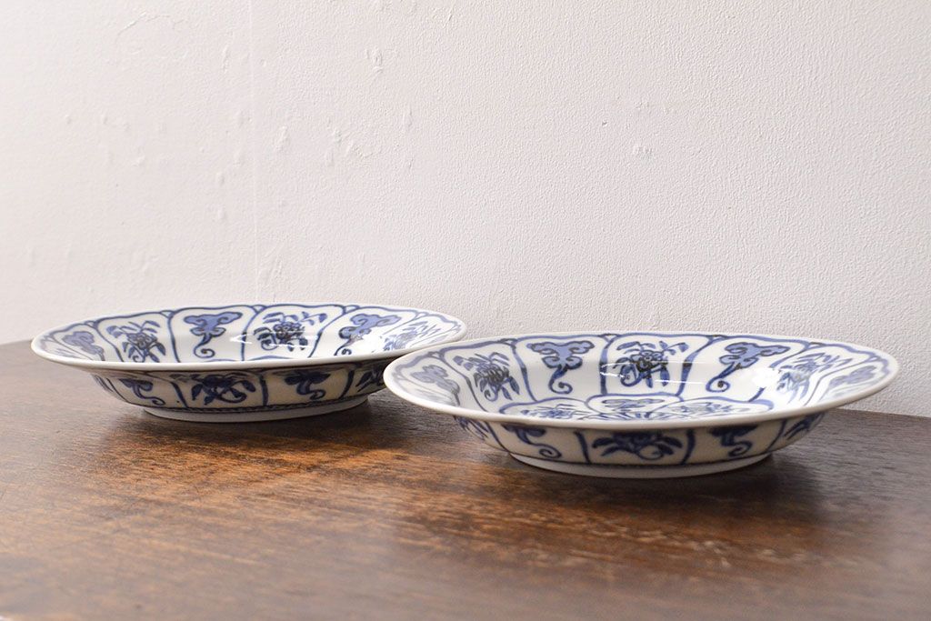 幕末〜明治　伊万里焼　仙芝祝寿文　7寸皿2枚セット(和食器)(R-051902)