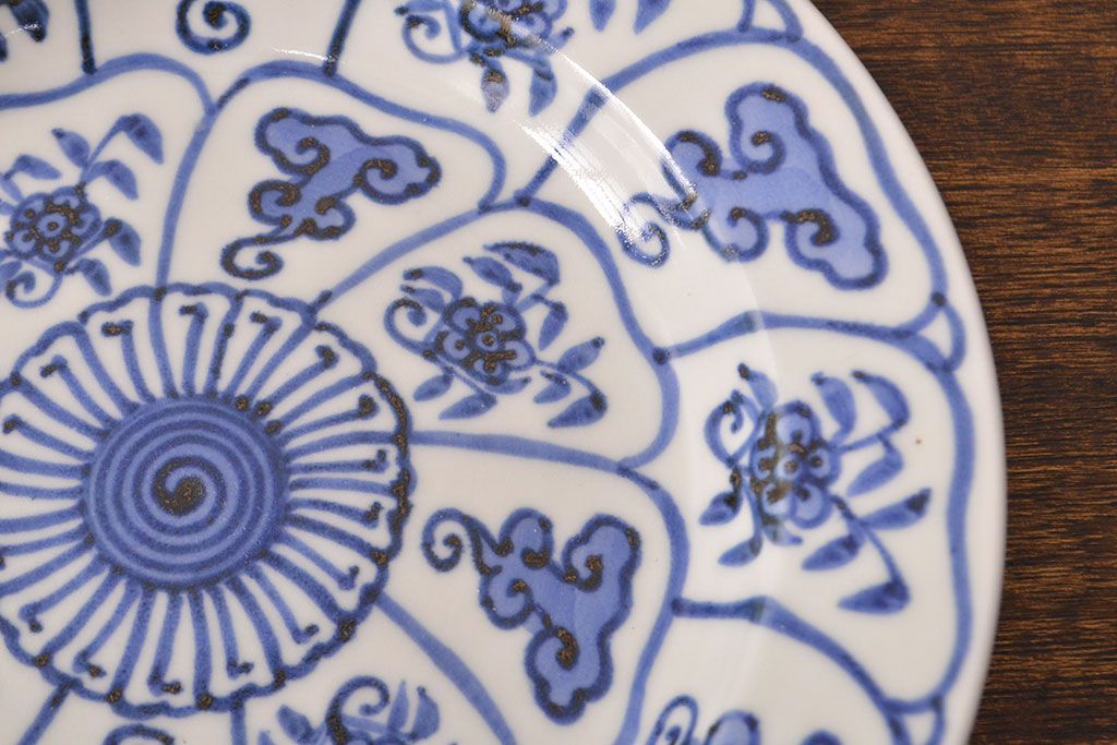 幕末〜明治　伊万里焼　仙芝祝寿文　7寸皿2枚セット(和食器)(R-051902)