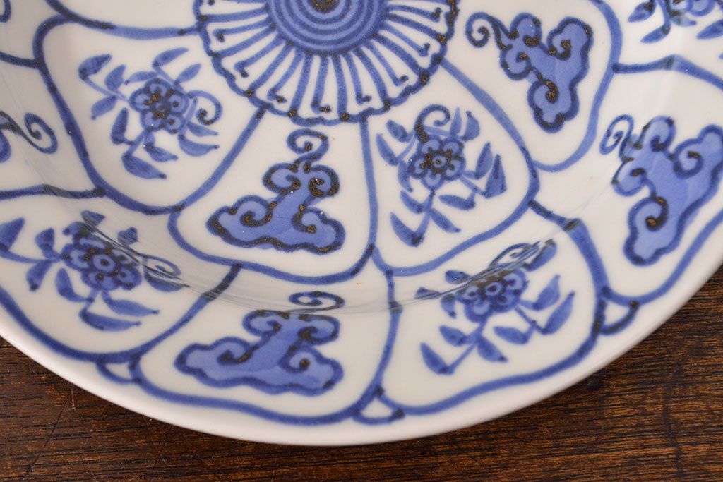 幕末〜明治　伊万里焼　仙芝祝寿文　7寸皿2枚セット(和食器)(R-051902)