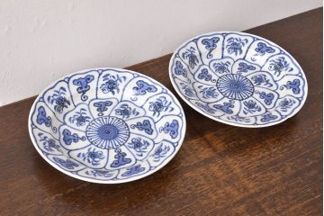 幕末〜明治　伊万里焼　仙芝祝寿文　7寸皿2枚セット(和食器)(R-051902)
