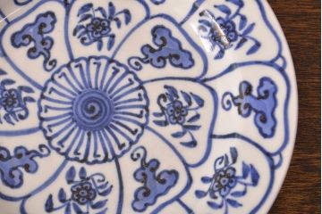 幕末〜明治　伊万里焼　仙芝祝寿文　7寸皿2枚セット(和食器)(R-051903)