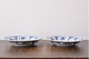 幕末〜明治　伊万里焼　仙芝祝寿文　7寸皿2枚セット(和食器)(R-051904)