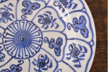 幕末〜明治　伊万里焼　仙芝祝寿文　7寸皿2枚セット(和食器)(R-051904)