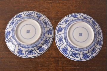 幕末〜明治　伊万里焼　仙芝祝寿文　7寸皿2枚セット(和食器)(R-051904)