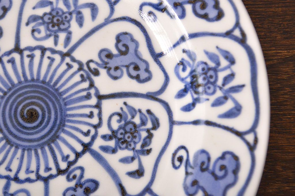 幕末〜明治　伊万里焼　仙芝祝寿文　7寸皿3枚セット(和食器)(R-051905)