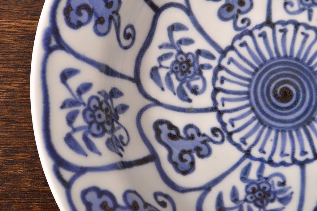 幕末〜明治　伊万里焼　仙芝祝寿文　7寸皿3枚セット(和食器)(R-051905)