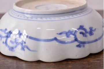 江戸期　古伊万里　成化年製　色絵窓絵染付なます皿2枚セット(和食器、深皿)(R-051906)