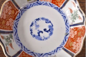 江戸期　古伊万里　成化年製　色絵窓絵染付なます皿2枚セット(和食器、深皿)(R-051907)