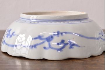 江戸期　古伊万里　成化年製　色絵窓絵染付なます皿2枚セット(和食器、深皿)(R-051907)