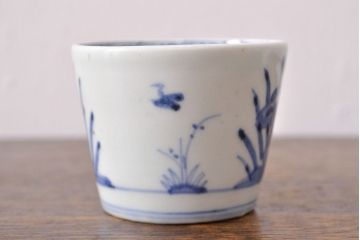 江戸期　古伊万里　水仙文染付　蕎麦猪口2客セット(和食器)(R-051908)