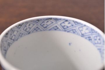 江戸期　古伊万里　水仙文染付　蕎麦猪口3客セット(和食器)(R-051910)
