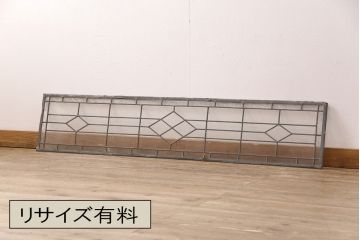 和製アンティーク　結霜ガラスがさりげないアクセントを利かせるステンドグラス(ディスプレイ、窓、明り取り)(R-051919)