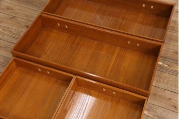 最高級　超レア　博物館クラス!!　飛騨高山　内部まで総春慶塗りが施された総桐二段重ね帳場箪笥(収納箪笥、時代箪笥、和タンス、桐箪笥、桐たんす)(R-051922)