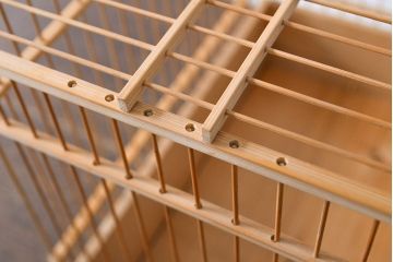 古い　竹製鳥籠　外箱付(時代鳥かご)(R-051932)
