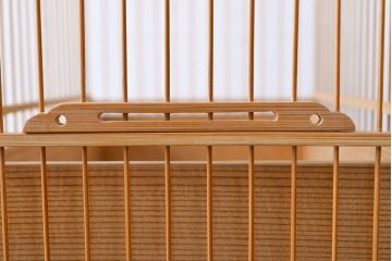 古い　竹製鳥籠　外箱付(時代鳥かご)(R-051932)