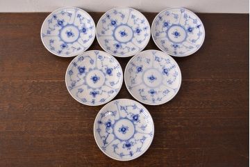 ROYAL COPENHAGEN(ロイヤルコペンハーゲン)　ブルーフルーテッド プレイン　カップ&ソーサー6客セット　二級品(R-051934)
