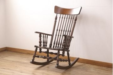 中古　美品　松本民芸家具　304F型　シンプルなデザインが取り入れやすいロッキングチェア(定価約23万円)(アームチェア、揺り椅子)(R-051935)