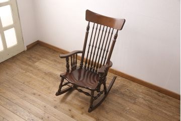 中古　美品　松本民芸家具　304F型　シンプルなデザインが取り入れやすいロッキングチェア(定価約23万円)(アームチェア、揺り椅子)(R-051935)