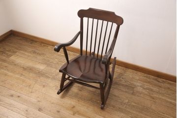 中古美品　松本民芸家具　51B型　くつろぎの時間におすすめなロッキングチェア(定価約16万円)(椅子、アームチェア、揺り椅子)(R-051936)