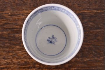 江戸期　古伊万里　水仙文染付　蕎麦猪口2客セット(和食器)(R-051942)