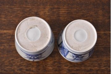 江戸期　古伊万里　水仙文染付　蕎麦猪口2客セット(和食器)(R-051942)