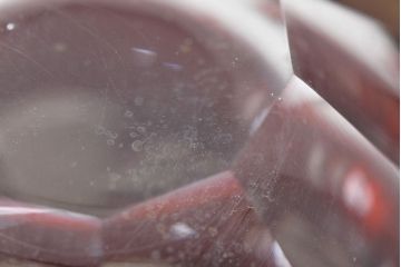 昭和初期　古い赤切子グラス　6客セット(カットガラス)(R-051943)