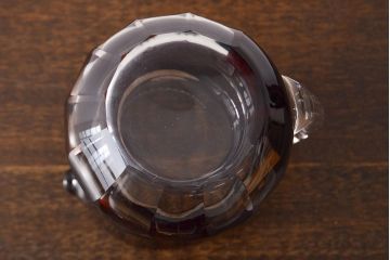昭和初期　古い赤切子　ピッチャー(カットガラス、水差し)(R-051944)