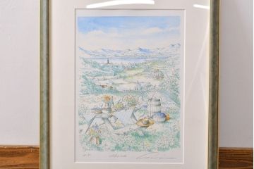 内田新哉　リトグラフ　LAKE SIDE(レイクサイド、ディスプレイ、石版画)(R-051946)