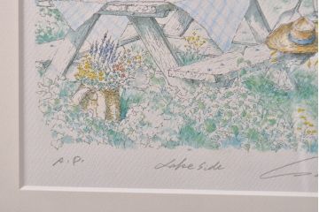 内田新哉　リトグラフ　LAKE SIDE(レイクサイド、ディスプレイ、石版画)(R-051946)