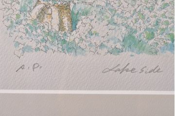 内田新哉　リトグラフ　LAKE SIDE(レイクサイド、ディスプレイ、石版画)(R-051946)