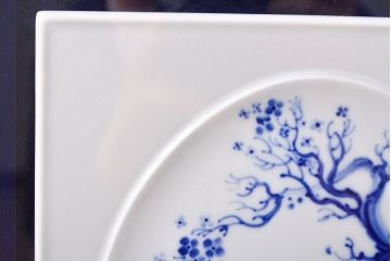 Meissen　マイセン　ブルーオーキッド　プラーク(陶板画)　額装(R-051947)