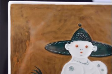Meissen　マイセン　サンチョパンサ　プラーク(陶板画)　額装　(ドンキホーテ)(R-051948)