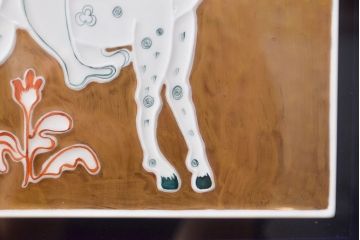Meissen　マイセン　サンチョパンサ　プラーク(陶板画)　額装　(ドンキホーテ)(R-051948)