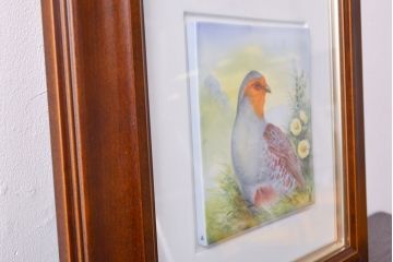 Meissen　マイセン　花鳥絵　プラーク(陶板画)　額装(R-051949)