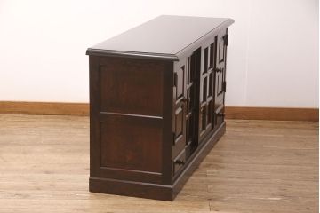 中古　美品　北海道民芸家具　HM135　深みのある色合いが美しいサイドボード(キャビネット、収納棚、リビングボード)(R-051958)