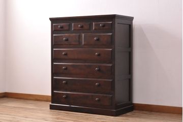 中古　美品　北海道民芸家具　HM533　シックな佇まいが素敵なチェスト(引き出し、衣装箪笥、洋服タンス)(定価約25万円)(R-051959)