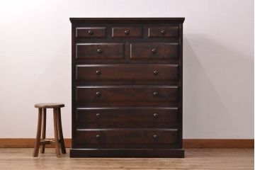 中古　美品　北海道民芸家具　HM533　シックな佇まいが素敵なチェスト(引き出し、衣装箪笥、洋服タンス)(定価約25万円)(R-051959)