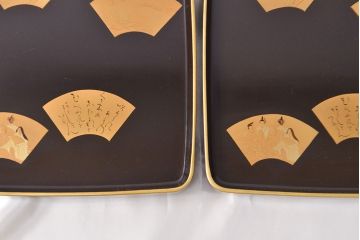 大正〜昭和初期　金蒔絵木製お膳5枚セット(お盆)(R-051962)