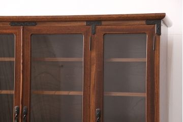中古　岩谷堂箪笥　菊幸　美しい杢目が上質な雰囲気を醸し出す二段重ね和風キャビネット(定価約110万円)(食器棚、茶箪笥、収納棚、戸棚)(R-051963)
