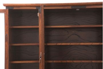 中古　岩谷堂箪笥　菊幸　美しい杢目が上質な雰囲気を醸し出す二段重ね和風キャビネット(定価約110万円)(食器棚、茶箪笥、収納棚、戸棚)(R-051963)