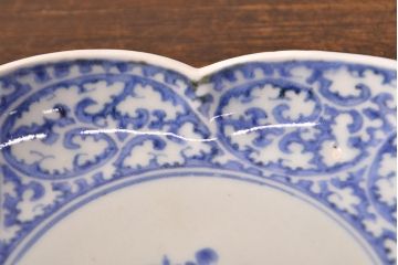 江戸期　古伊万里　蛸唐草文　渦福　変形皿2枚セット(和食器)(R-051969)