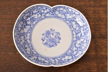 江戸期　古伊万里　蛸唐草文　渦福　変形皿2枚セット(和食器)(R-051970)